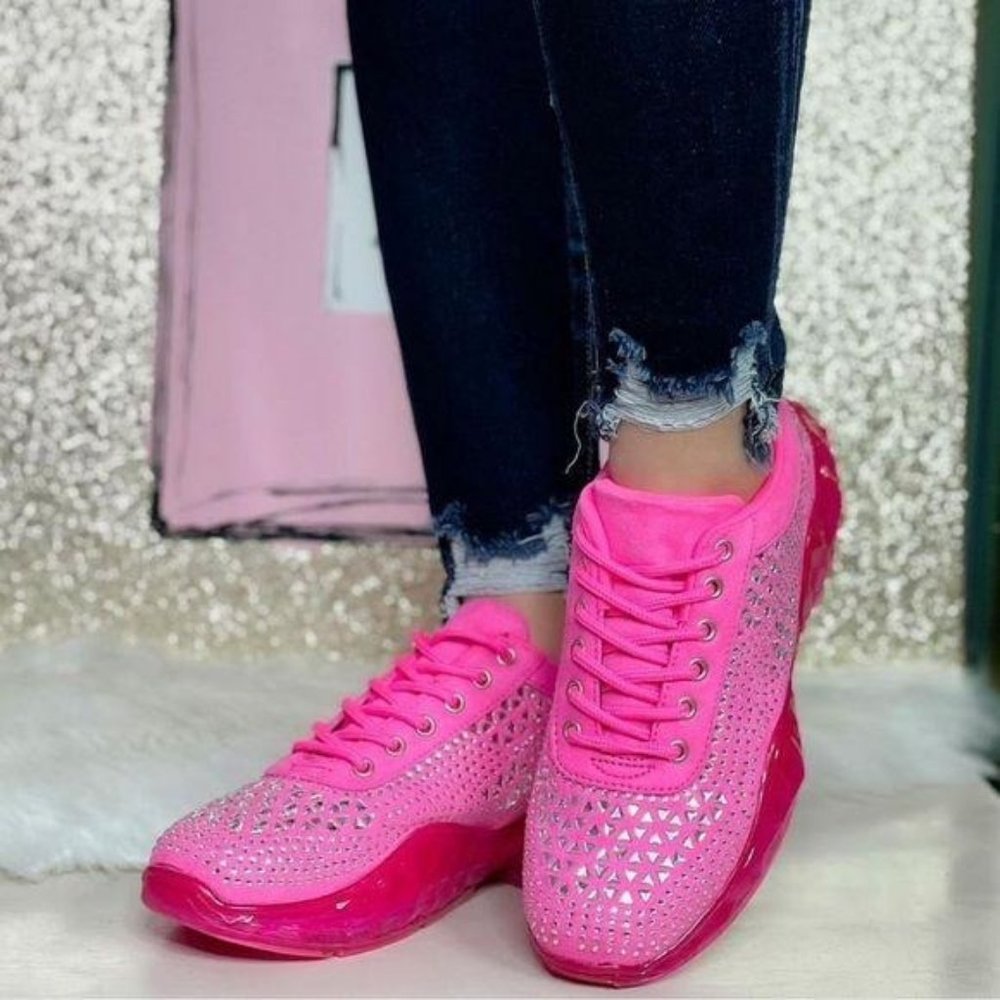 Pink Embellished Sneakers